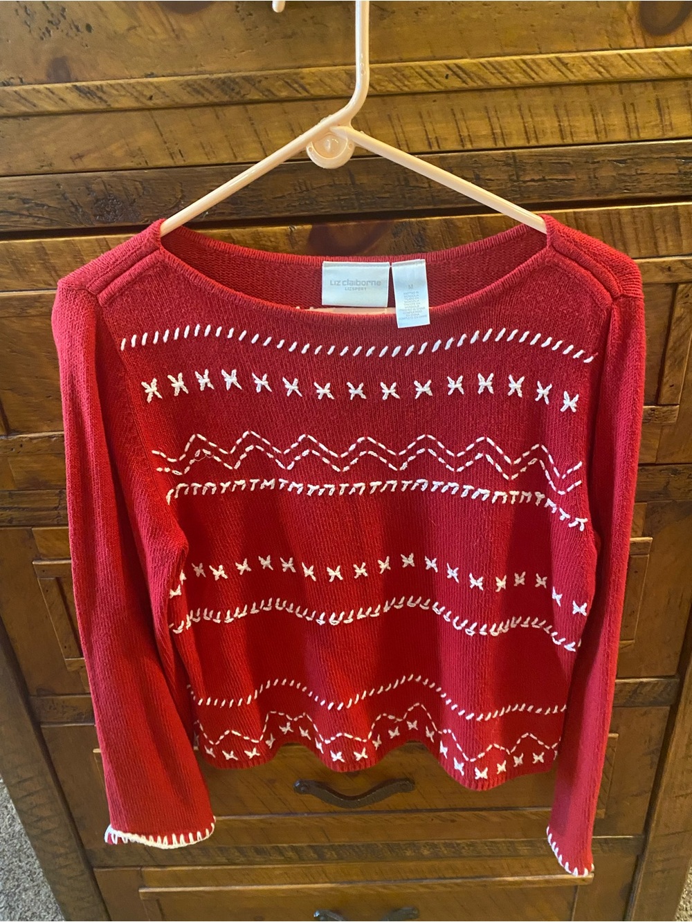 Liz Claiborne red and white sweater